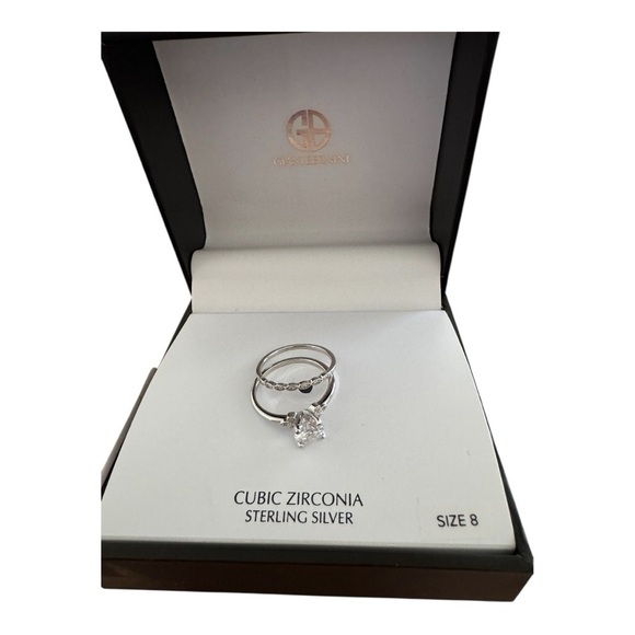 Elegant Silver Women's Ring Set Giani Bernini 2-Pc. Cubic Zirconia Wedding Set - Picture 3 of 3